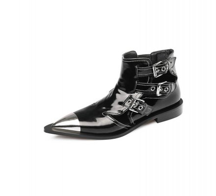 Summer 2021 European and American style catwalk style metal pointed buckle smooth sandals leather rivet fashion women's boots